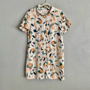 Rachel Zoe 100% Linen Multicolor Button Down Shirt Dress Size Medium